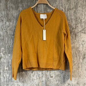 NAKED CASHMERE Women's V-Neck Cashmere Sweater Size S In Tuscan Sun